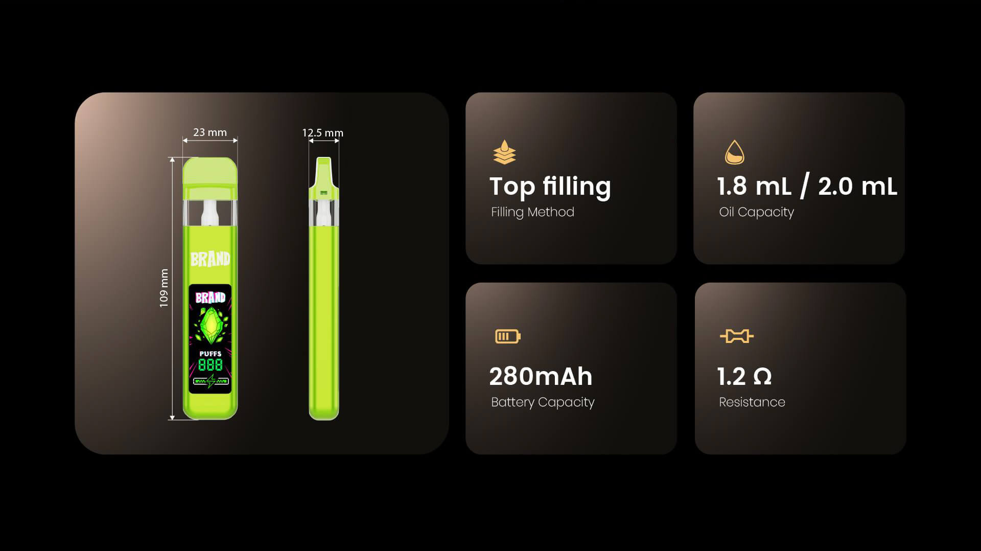 Smart Disposable Vape Pen 2ml Customizable For CBD THC HHC (6)
